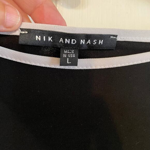 Nik And Nash Womens Dress Sz L Black Long Bell Sleeves Midi Boat Neck - Picture 3 of 11